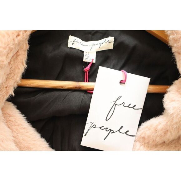 Free People OB1838252 Women Sz S Pink Faux Sherpa Relaxed Fit Cuff It Coat - Picture 3 of 12